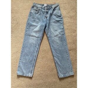 Princess Polly Holly Blue Cross Asymmetrical Straight Jeans Size US 8 EU 40
